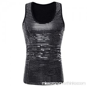 Fashion Mens Tank Tops Charm Sequined Blazer Hiphop Show Stage Party Wear Vest Silver B07QGRDLS6